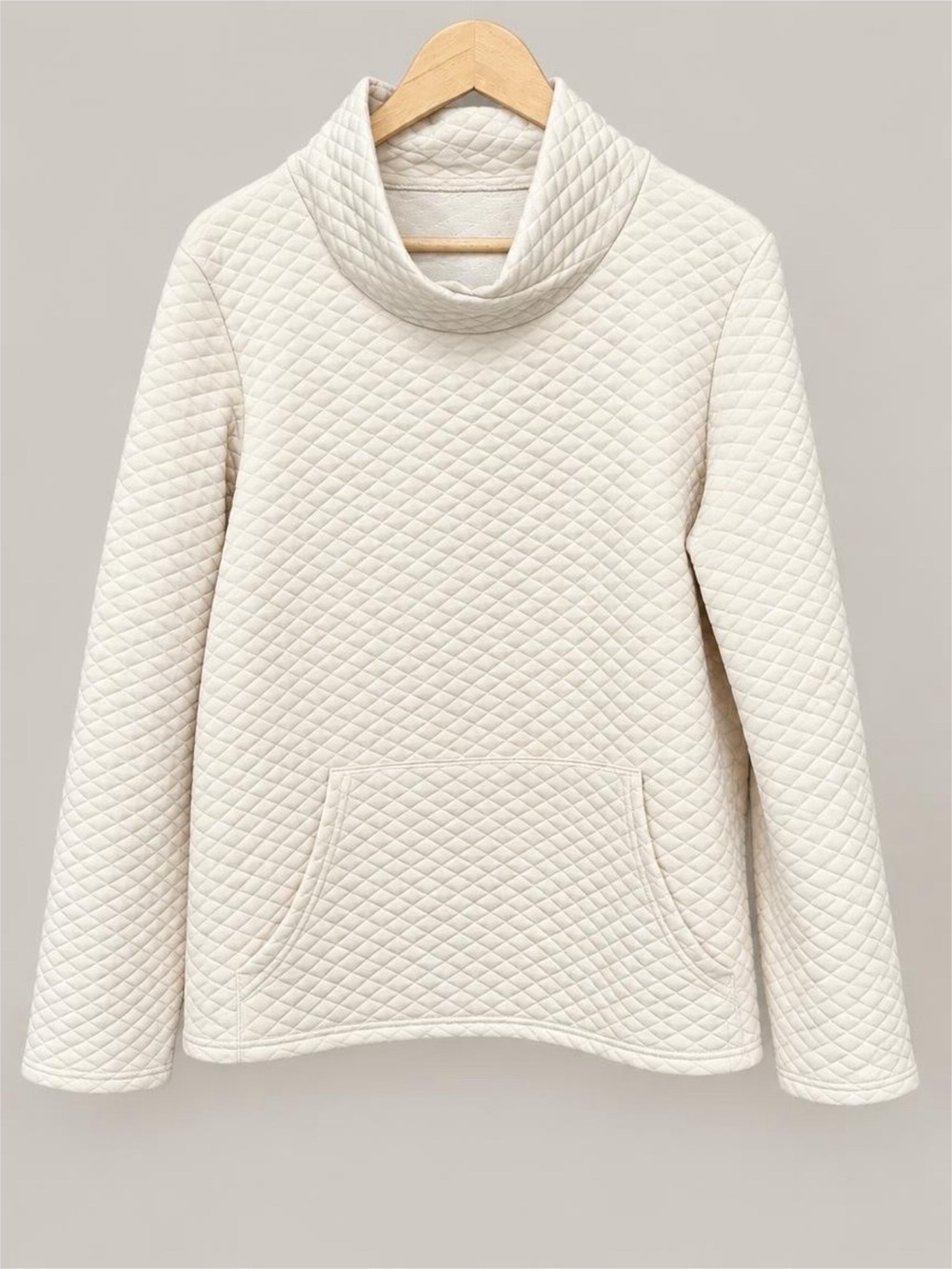 SHEIN Cream Quilted Cowl Neck Pullover